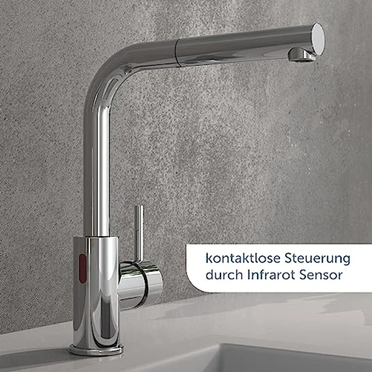 Schütte Spültischarmatur VITAL, Infrarottechnologie mit Cold-Start-Funktion, 360° schwenkbar, Eco-Click-Funktion, ausziehbarer Brauseschlauch – Bild 10