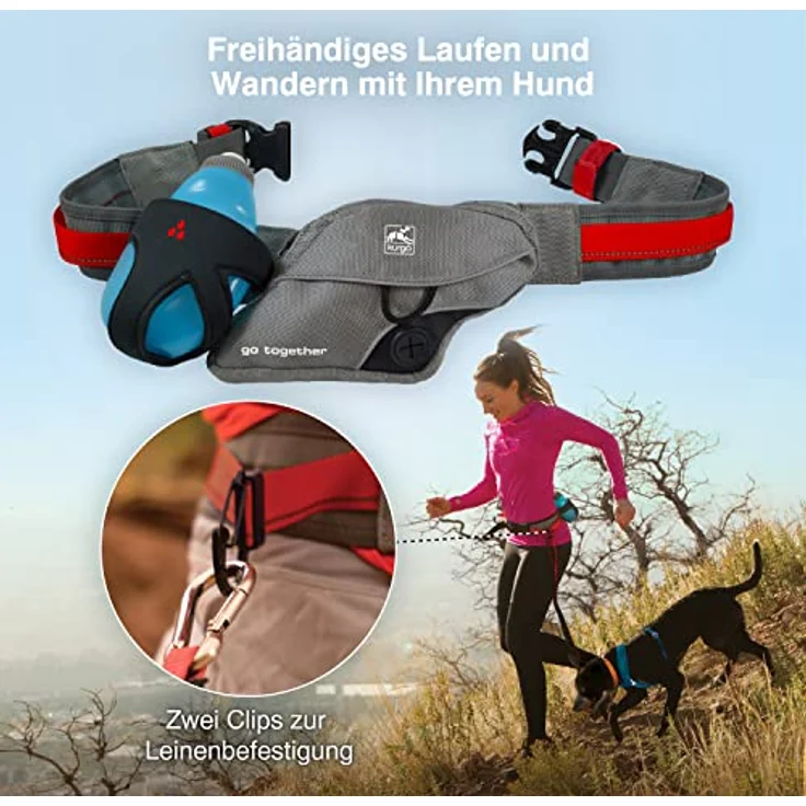 Kurgo K9 Laufgürtel für Ausflüge (Spazieren), Halsband + Leine – Bild 2