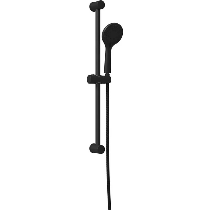 vidaXL Brauseschlauch Duschsystem-Set Schwarz, höhenverstellbar mit 360° drehbarem Duschkopf und fünf Wasserstrahlfunktionen, 70 cm ABS Kunststoff
