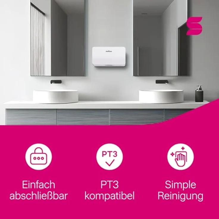 Satino HYGINITY Papierhandtuchspender, kompakter Handtuchspender für V-Falz & C-Falz Papierhandtücher, mit Füllstandsanzeige, Made in Germany, weiß – Bild 4