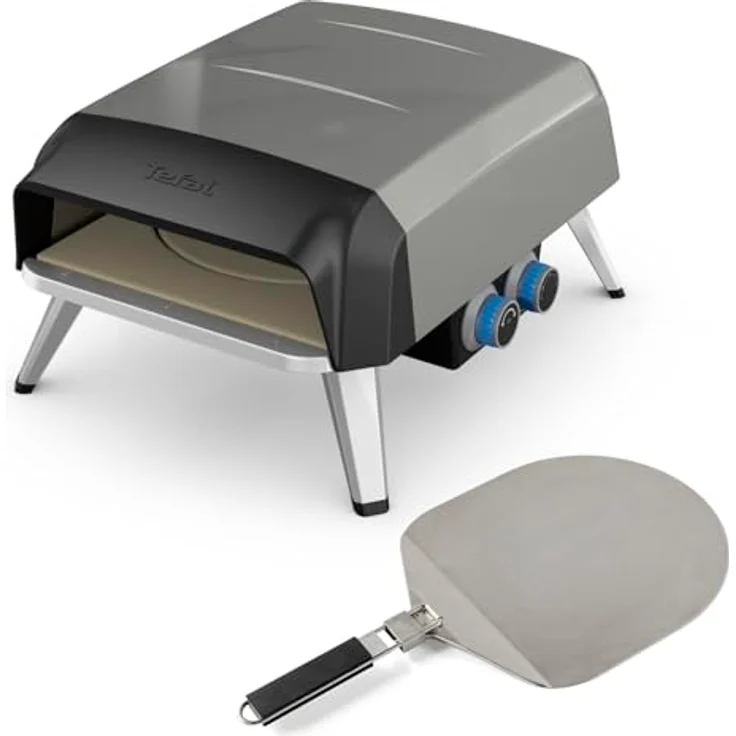 Tefal Pizzaofen JM4130 Pizza Pronto, Gas-Pizzaofen mit drehendem Pizzastein und Pizzaschaufel, Edelstahl-Finish – Bild 2