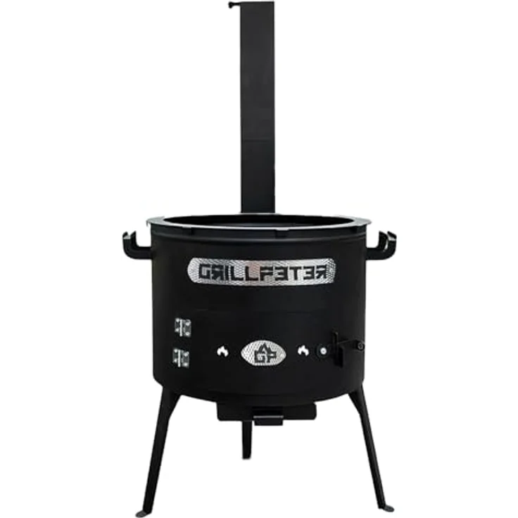 Grillpeter Utschak Asamat Ø45 cm, Holzkohlegrill mit Kazan 18L und gusseisernem Grilldeckel, Zubehör inklusive – Bild 3