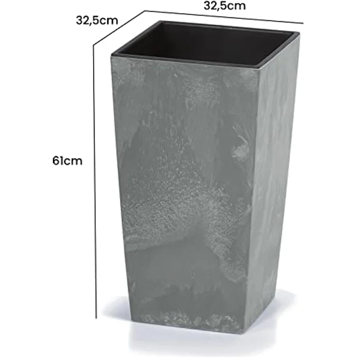 Deuba Pflanzkübel 49L, 61x32,5x31,5cm in Betonoptik, inkl. Einlegeboden, für Indoor und Outdoor – Bild 5