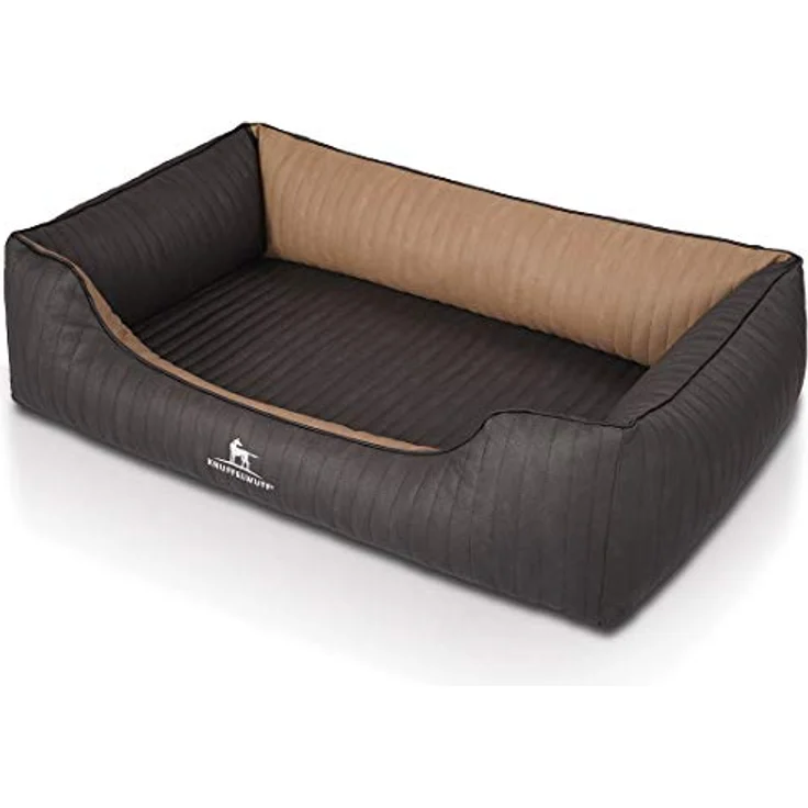 Knuffelwuff Orthopädisches Hundebett Outback aus Laser-gestepptem Kunstleder M-L 85 x 63cm Schwarz/Cappuccino – Bild 5