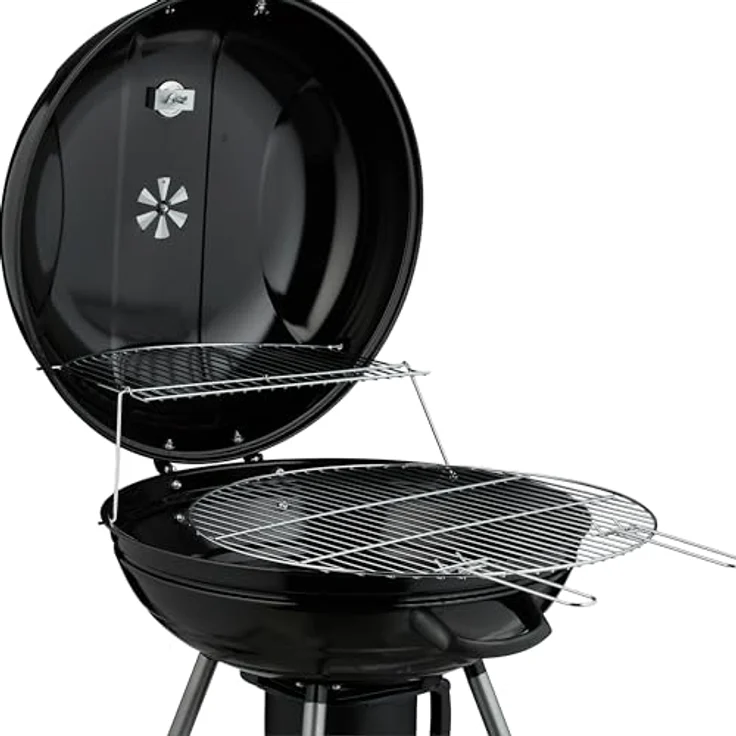 Relaxdays XXL Kugelgrill mit Rädern, Mobiler Holzkohlegrill mit Deckel und Thermometer, Schwarz – Bild 5
