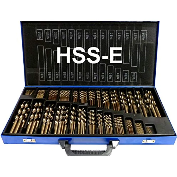 PeTools 230-tlg. Edelstahl-Bohrer HSS-E Kobalt Cobalt (Co5) Spiral-Bohrer VA mit Kreuzanschliff