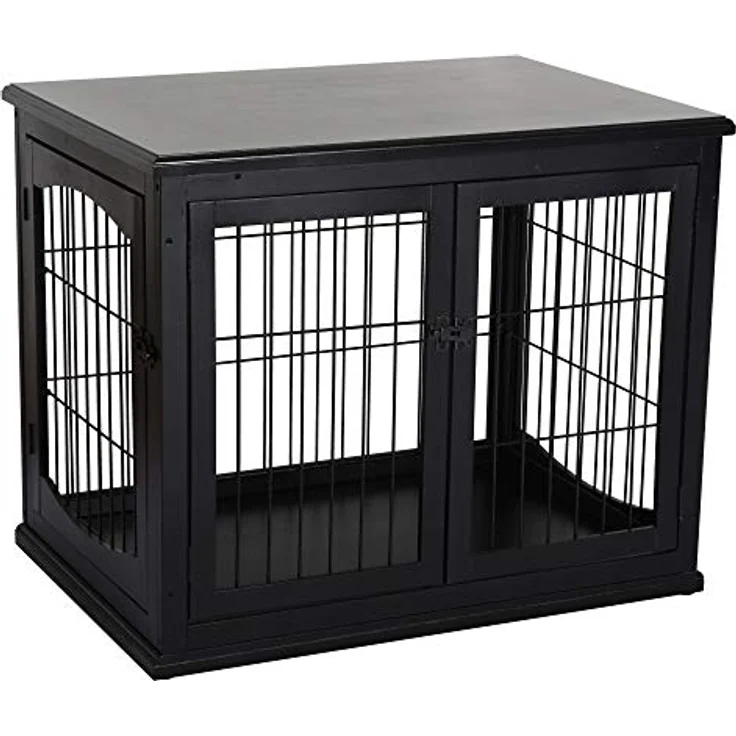 PawHut Hundehütte Hundehaus Transportbox Kleintierkäfig für Innen Hundebox Tierkäfig Haustier MDF Metall Schwarz 81 x 58,5 x 66 cm – Bild 1