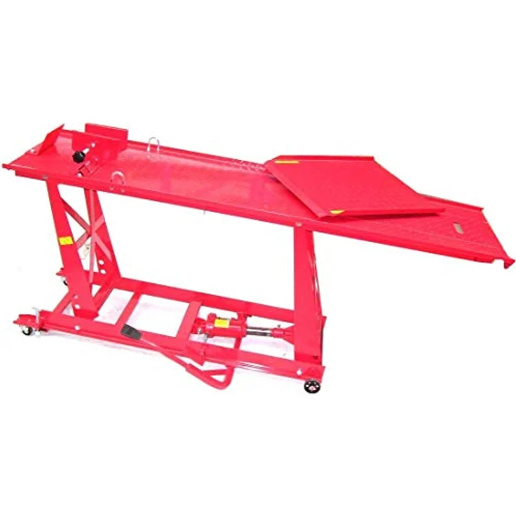 Apex Motorradhebebühne 450kg XXL 06152 Hydraulisch, Parallelhub, Revisionsschacht, Tragkraft 450kg, Farbe: Schwarz – Bild 7