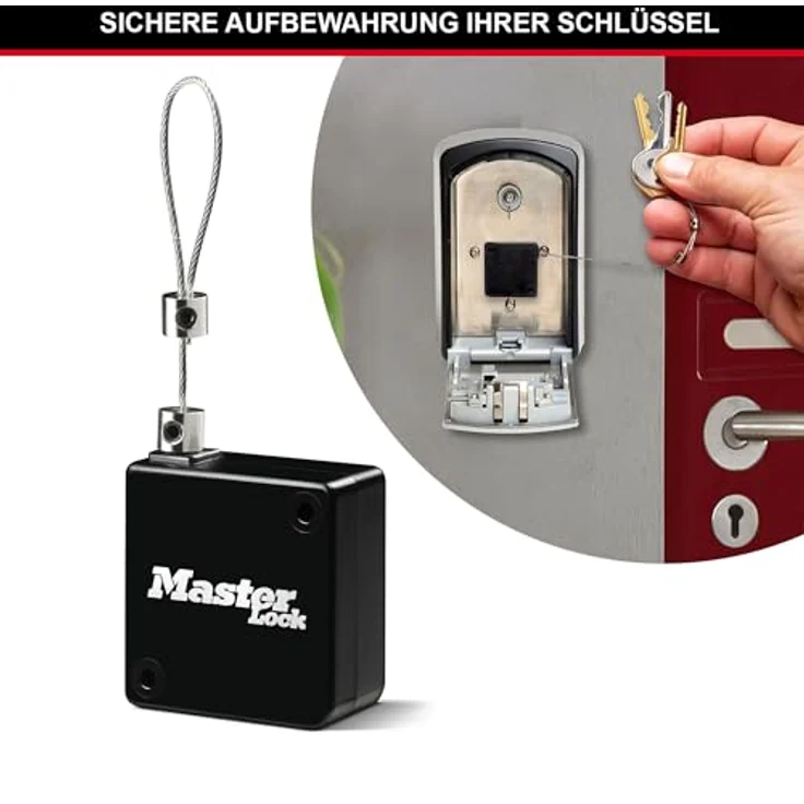Master Lock Ausziehbares Schlüsselkabel für Schlüsseltresor, Verdrilltes Stahlkabel bis 91 cm, Einfache Installation – Bild 2