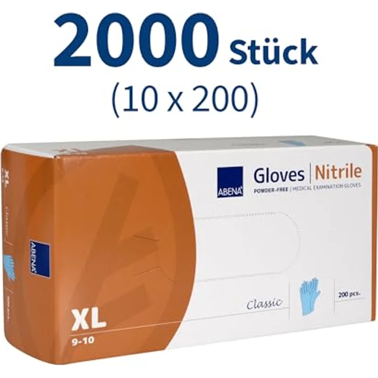 ABENA Nitrilhandschuhe XL, 2000 Stück – Einmalhandschuhe in Blau, puderfrei, latexfrei, reißfest, lebensmittelsicher, für vielseitige Anwendung – Bild 2
