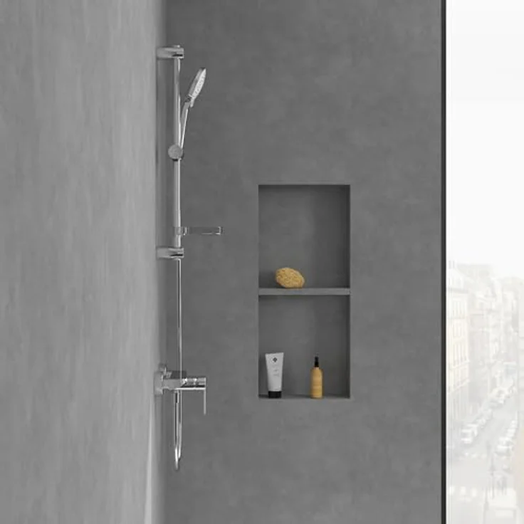 Villeroy & Boch Architectura Duscharmatur, Mischbatterie Dusche mit Rückflussschutz und Keramikkartusche, eckig, Chrom – Bild 4