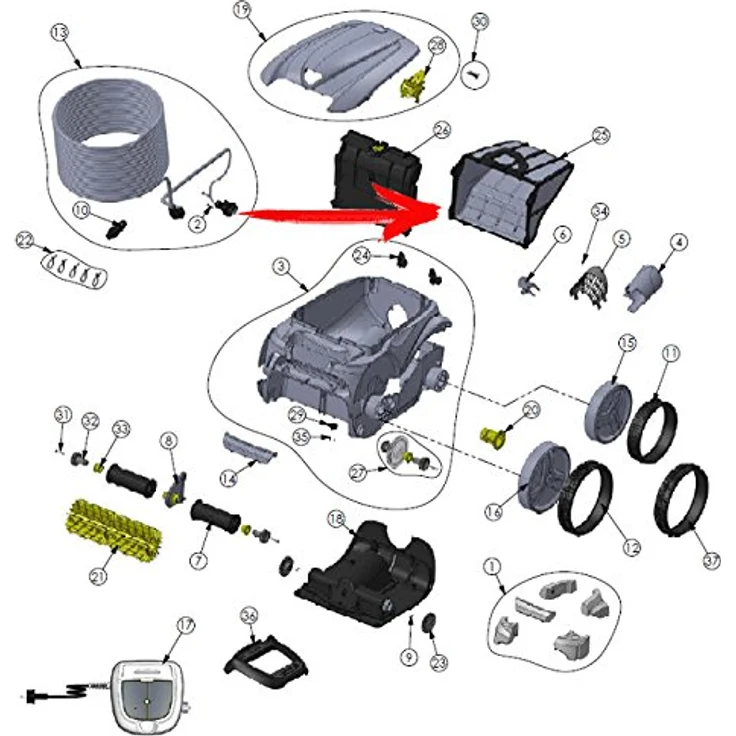 Zodiac Filterkorb für feinen Schmutz, 100µ, Für Vortex Poolroboter, Ideal für den alltäglichen Einsatz, Transparent/Grau, R0636600 – Bild 6