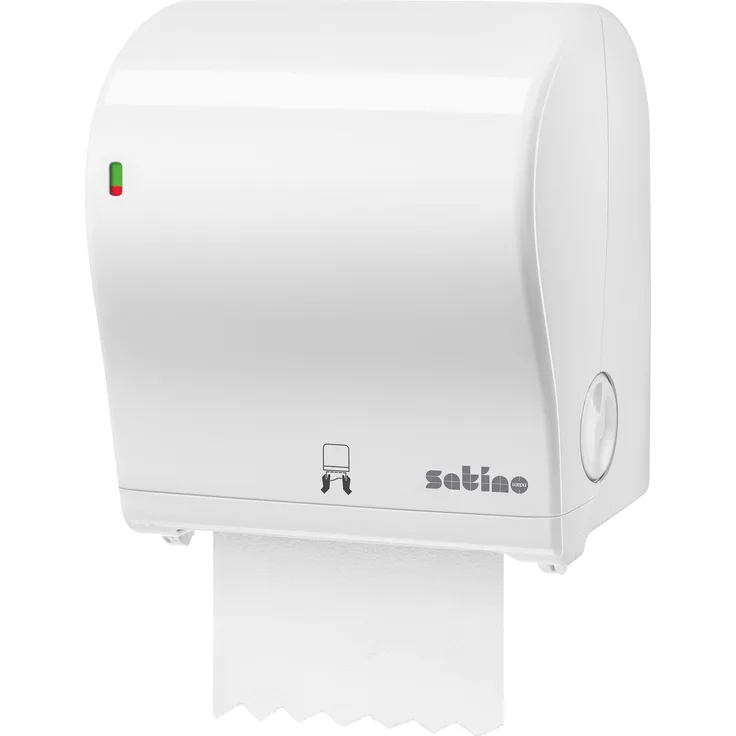 Wepa Satino Rollenhandtuchspender 331520 AutoCut MIDI, Papierhandtuchspender mit automatischem Papierabriss, weiss, bis zu 640 Handtrocknungen pro Füllung