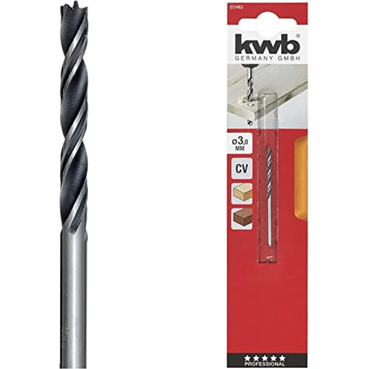kwb Holzspiralbohrer Ø 4 mm, Industriequalität für saubere Bohrungen und stabilen Geradeauslauf, schwarz – Bild 1