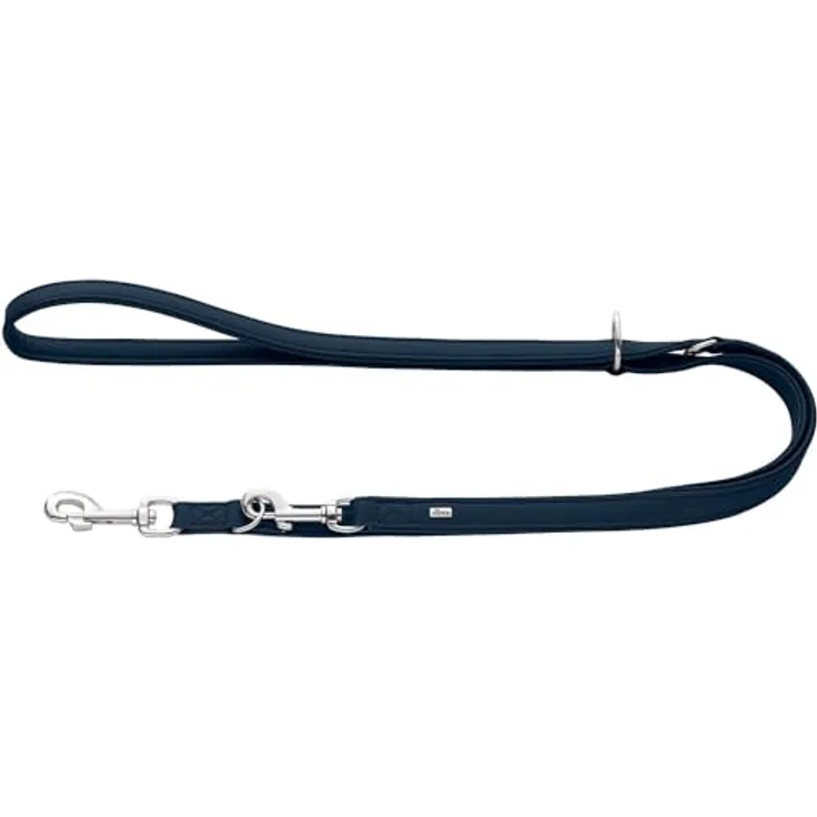 HUNTER Verstellbare Führleine Amalfi Marineblau, 3-fach verstellbar, vegan, Made in Germany