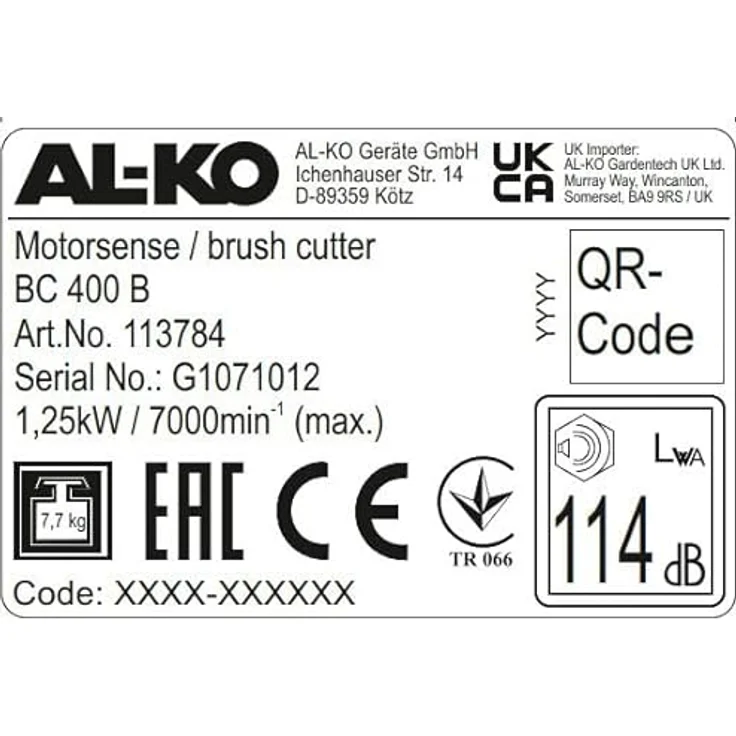 AL-KO Benzin-Motorsense BC 400 B, Arbeitsbreite Messer 25 cm & Faden 41 cm, 1.25 kW-39.8 ccm Motorleistung, 2-Takt Motor – Bild 3