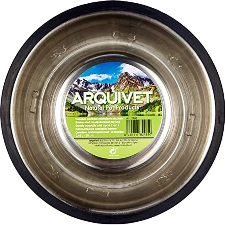 Arquivet Futternapf für Hunde und Katzen aus Edelstahl - rutschfeste Unterlage - Stilvoll dekoriert - Futternapf für Hunde und Katzen - Haustierfutter - 450 ml / 20 cm – Bild 4