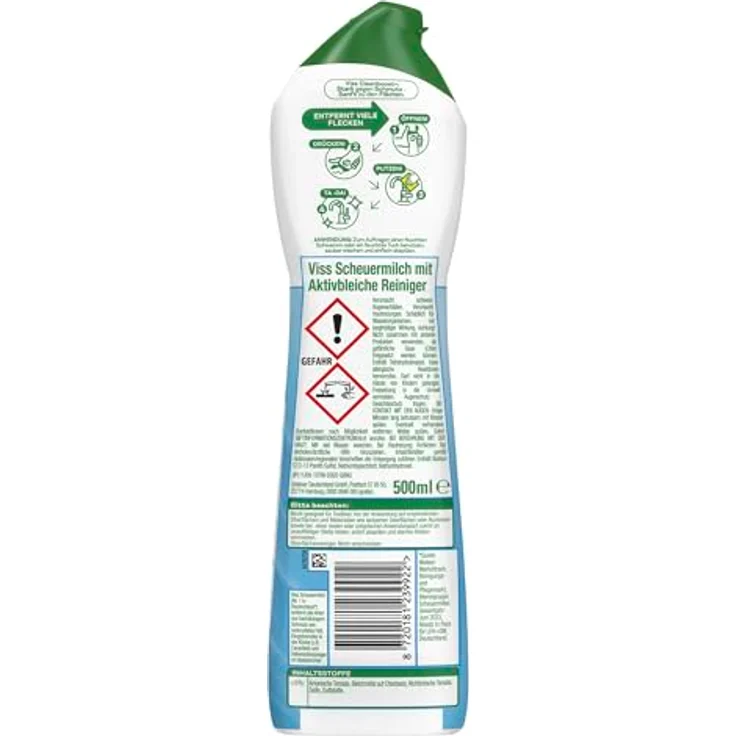 Viss Cleanboost Scheuer-Milch mit Aktivbleiche 500ml (1er Pack) Allzweckreiniger mit unglaublicher Reinigungskraft - Preisvergleich – Bild 2