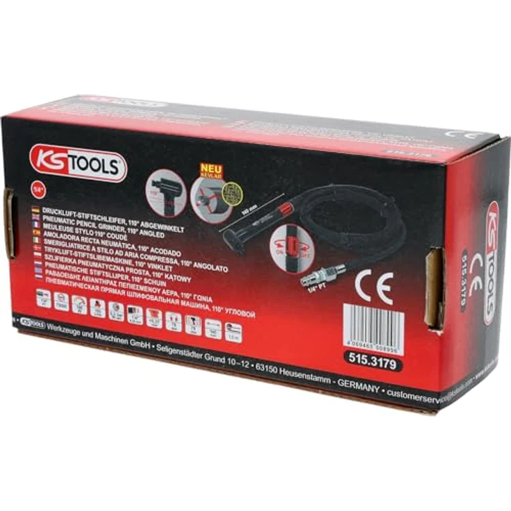KS Tools Strahlpistole, Druckluftwerkzeug mit stufenloser Geschwindigkeitsregulierung, vibrationsgedämpft, Aluminium-Gehäuse, 186 Watt – Bild 5