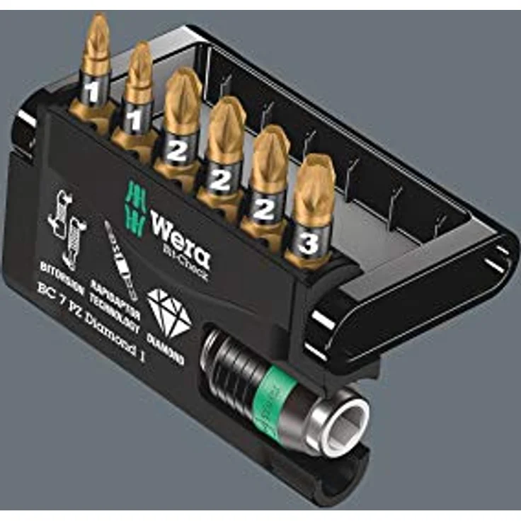 Wera Bit-Check 7 PZ Diamond 1, 7-teiliges Bit-Set mit diamantbeschichteten BiTorsion Kreuzschlitz Bits und Schnellwechselfutter – Bild 7