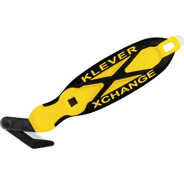 Berger & Schröter Cuttermesser Klever Xchange, gelb mit versenkbarer Klinge und ergonomischem Soft Touch-Griff