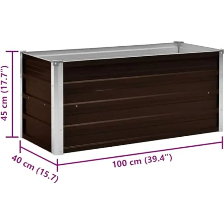 vidaXL Garten-Hochbeet Braun 100 x 40 x 45 cm Verzinkter Stahl – Bild 4