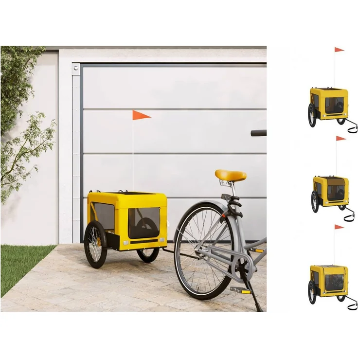 vidaXL Hunde-Transportbox Fahrradanhänger Hunde Gelb und Schwarz Oxford-Gewebe Eisen, Max. Tragfähigkeit 45 kg – Bild 1