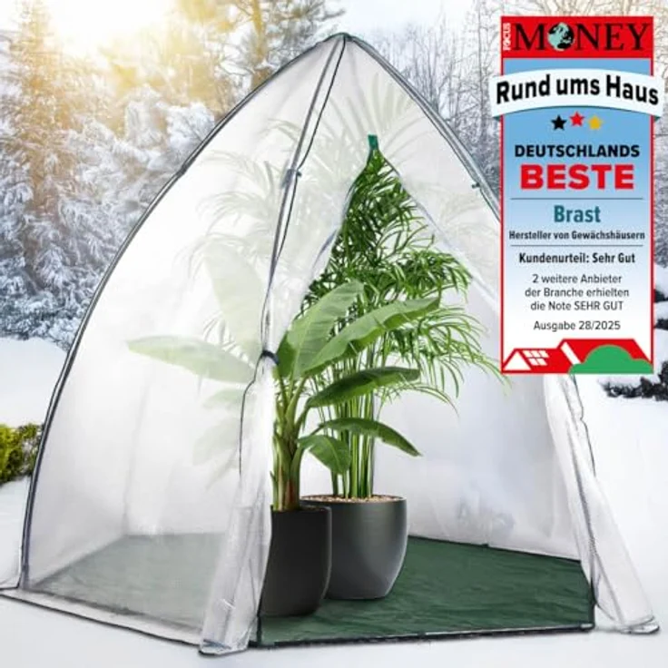 BRAST Überwinterungszelt Foliengewächshaus Mini 160x160x180cm - 250x250x220cm mit Reißverschluss, wahlweise Heizungsoption, schnellaufbaubarer Winterschutz für Pflanzen – Bild 2