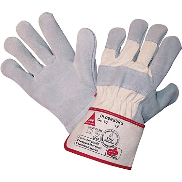 Hase Safety Gloves OLDENBURG 5-Fg. Sicherheitshandschuhe aus 1,3 mm Rindkernspaltleder, ph-hautneutral, Größe 9, CE CAT II, EN420, EN388, TÜV-G – Bild 1