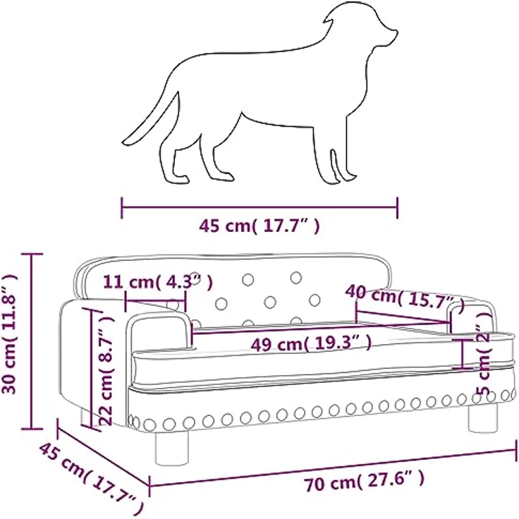 vidaXL Hundebett Schwarz 70x45x30 cm Kunstleder – Bild 4