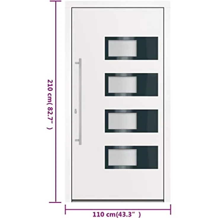 vidaXL Eingangstür, Haustür aus PVC und Aluminium mit verstellbaren Scharnieren, 5-Wege Sicherheitsschloss, weiß – Bild 3