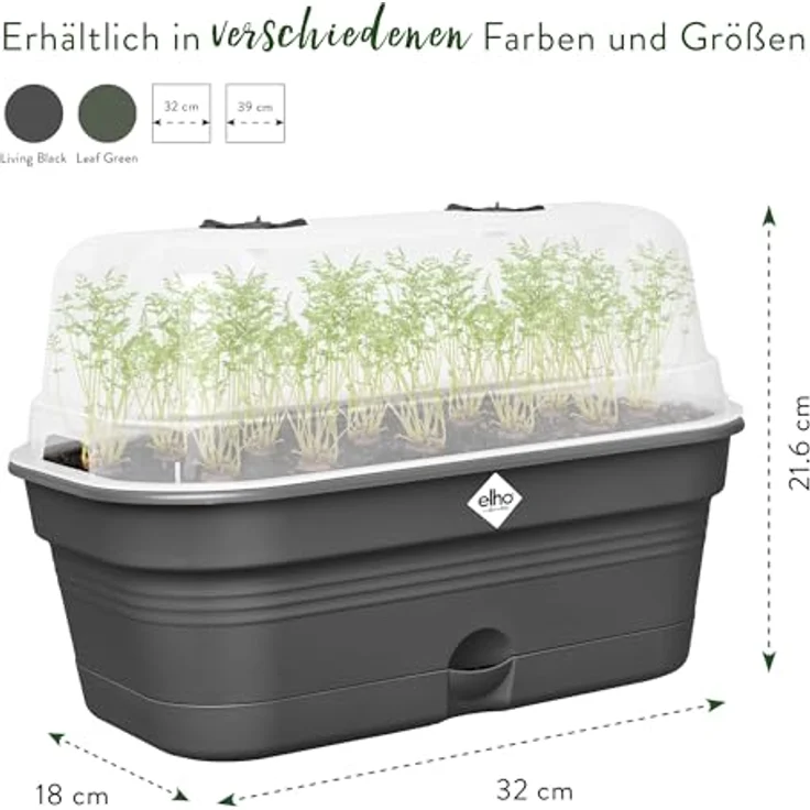 elho Green Basics Anzucht Schale Allin1 M, Recycling-Kunststoff, Wasserspeicher, Schwarz – Bild 7