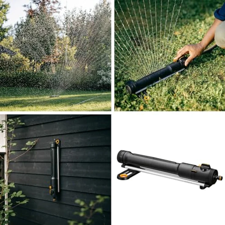 Fiskars Comfort Oszillierender Regner S-L, Sprinkler für 300-500 m², Schwarz/Orange, inkl. Filter und Düsenreinigungswerkzeug – Bild 2