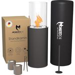 Monster24 runder freistehender Bio-Ethanol Stand-Kamin 80x26x26 cm | schönes Flammenspiel | Bioethanolkamin Outdoor Indoor | Bodenkamin | Terrassenkamin | EN 16647:2015 Zertifiziert, grau