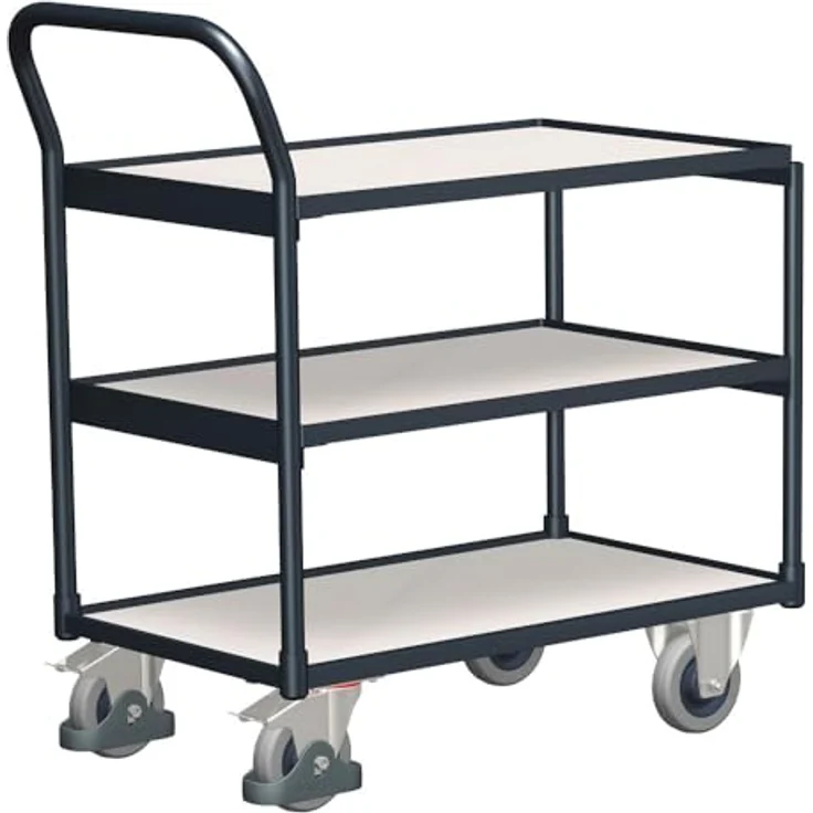 Transportwagen ESD Tischwagen, 3 Ladeflächen für 25 kg, antistatisch – Bild 2