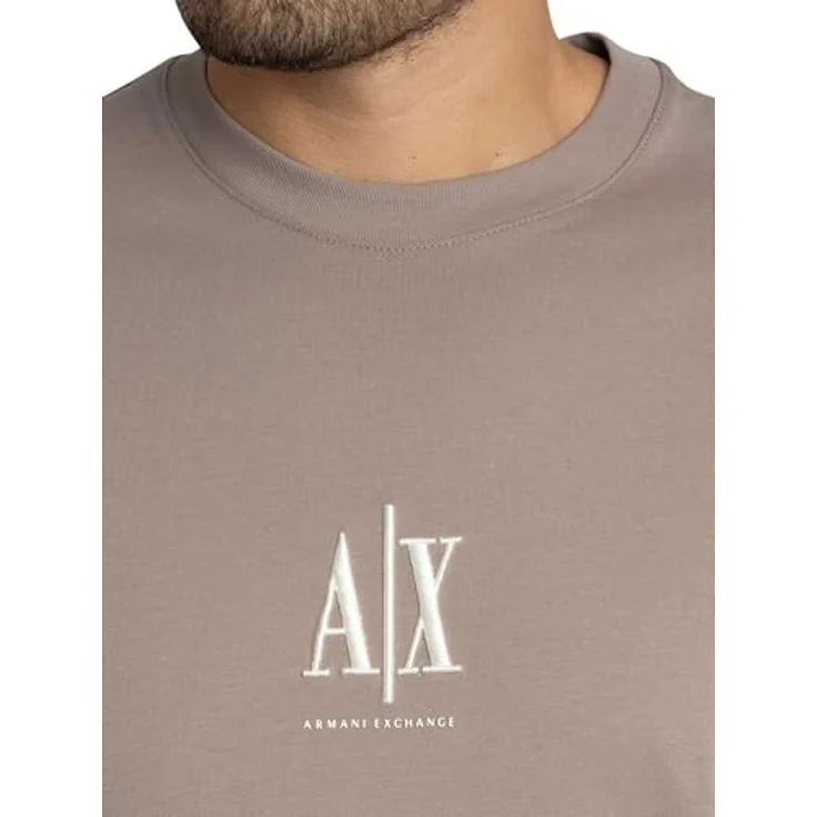 Armani Exchange Herren T-Shirt mit Rundhalsausschnitt, Beige, Slim-Fit, hochwertiger Stoff – Bild 4