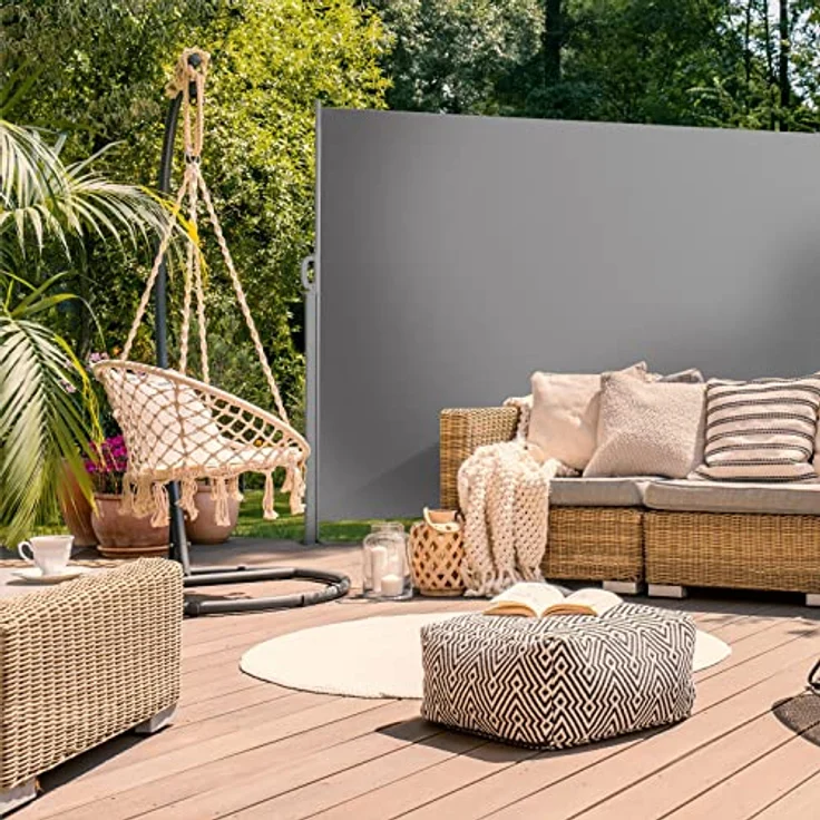 SVITA Seitenmarkise ausziehbar Sichtschutz Balkonmarkise UV50+Terrasse 500x160cm Hellgrau – Bild 3