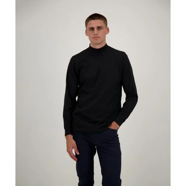Ragman Herren Longsleeve Shirt, Casual Pullover mit Stehkragen, Schwarz, Größe XL, aus hochwertiger Baumwolle – Bild 3