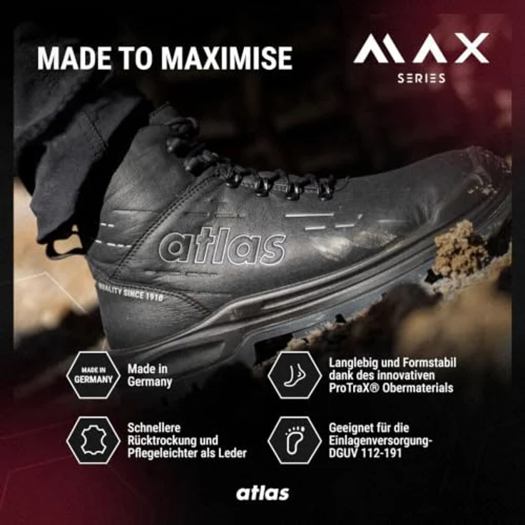 Atlas Sicherheitsstiefel MAX 500 PRO S3 ESD, ergonomisch, schwarz, Gr. 39 – Bild 5