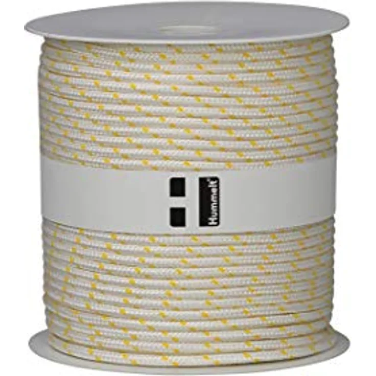 Hummelt Rope Schot Seil Polyesterseil 4mm 100m weiß/gelb auf Rolle