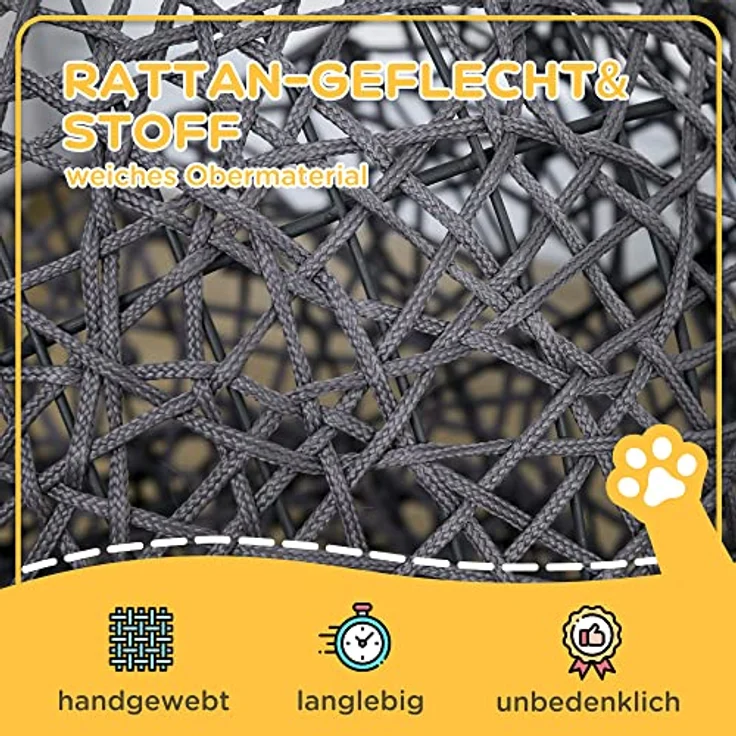 PawHut Katzenhöhle mit Kissenl, Stabiler Stahldraht, Cremeweiß + Violett, 50L x 50B x 60H cm - Preisvergleich – Bild 4
