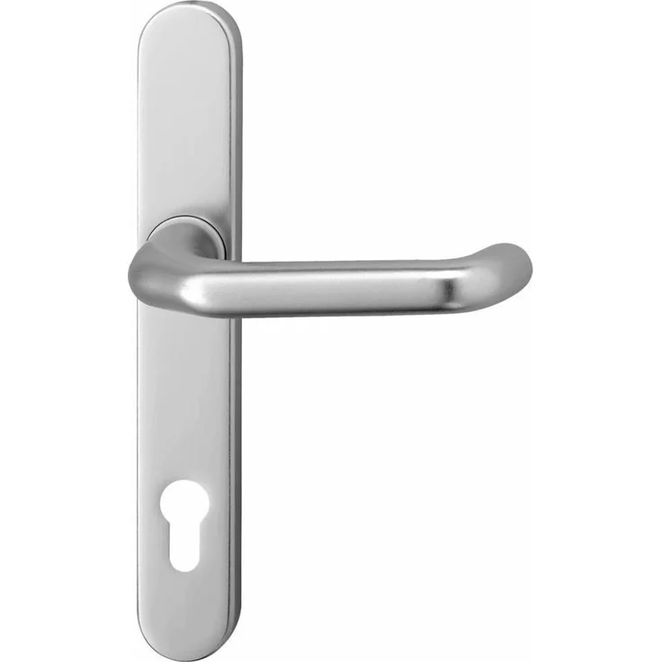 EDI Türgriff + Türgarnitur Kronos 1300/0235, Aluminium F1 PZ mit Hochhaltefeder, DIN-kompatibel für links- und rechtsanschlagende Türen, naturbelassen