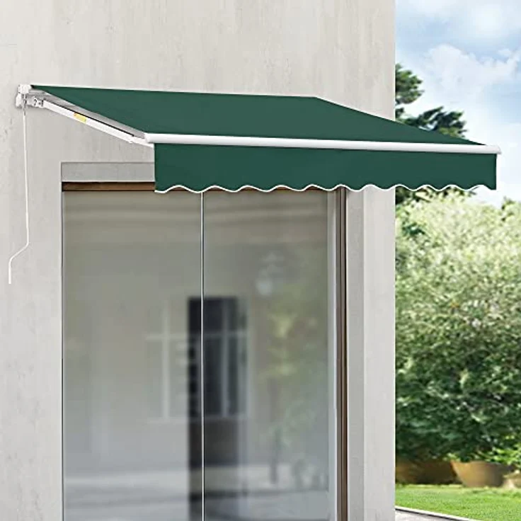 (en.casa) - Gelenkarmmarkise 300x250cm mit Handkurbel Dunkelgrün – Bild 4