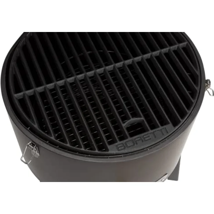 Boretti Tonello Holzkohlegrill, mobiler Grill mit Deckel für Strand, Campingplatz oder Park, anthrazit, 57x40x40cm, gusseisener Grillrost, Thermometer, Lüftungsgitter – Bild 5