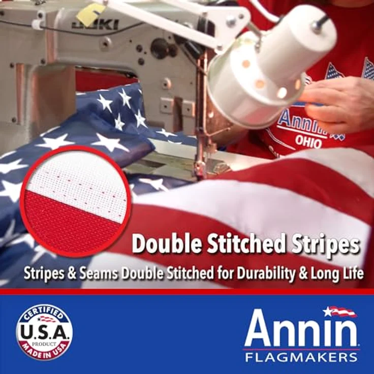 Annin Flagmakers Model 2460 American Flag Nylon SolarGuard NYL-Glo, 3x5 ft, 100% Made in USA with Sewn Stripes, Embroidered Stars and Brass Grommets – Bild 5