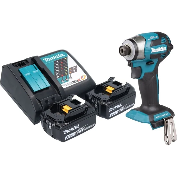 Makita DTD173 Akku Schlagschrauber 18 V, 180 Nm, 1/4" Brushless, inkl. 2x 3,0 Ah Akku und Ladegerät