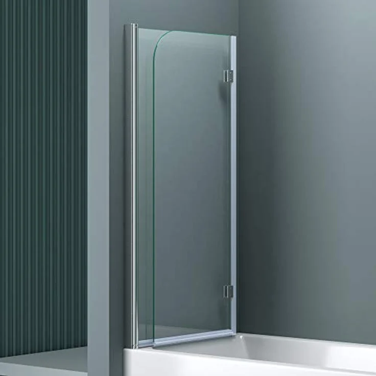 doporro 120x140 cm Design-Duschwand für Badewanne Badewannenaufsatz Duschabtrennung 6mm ESG-Sicherheitsglas inkl. NANO-Beschichtung Badewannenfaltwand – Bild 3