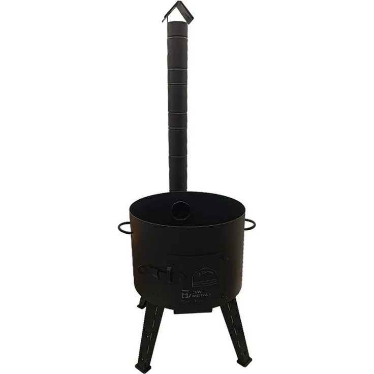 Olymp Handels GmbH Feuerstelle Utschak, 12 L Kessel in Stahl mit abnehmbarem Schornstein und Schüreisen, Ø 392 mm