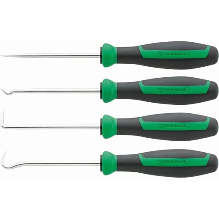 Stahlwille Hakenwerkzeug-Satz 13000-13003/4, 4-teiliges Set mit 90° und 45° Haken, ergonomischem Griff und robuster Textiltasche – Bild 2