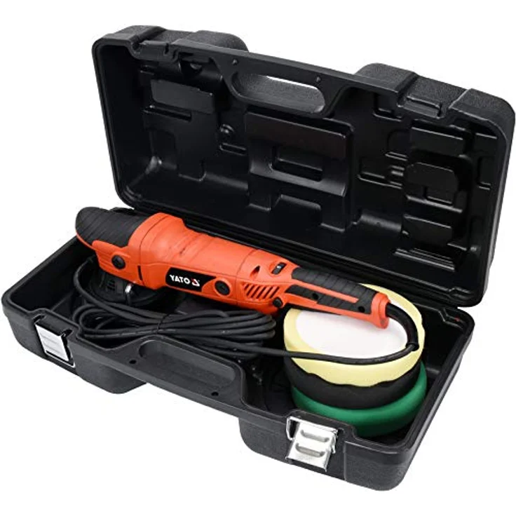 YATO Exzenter Poliermaschine 150 mm, 720W mit Drehzahlregelung, 3 Polierscheiben und Box für Lackpflege – Bild 7